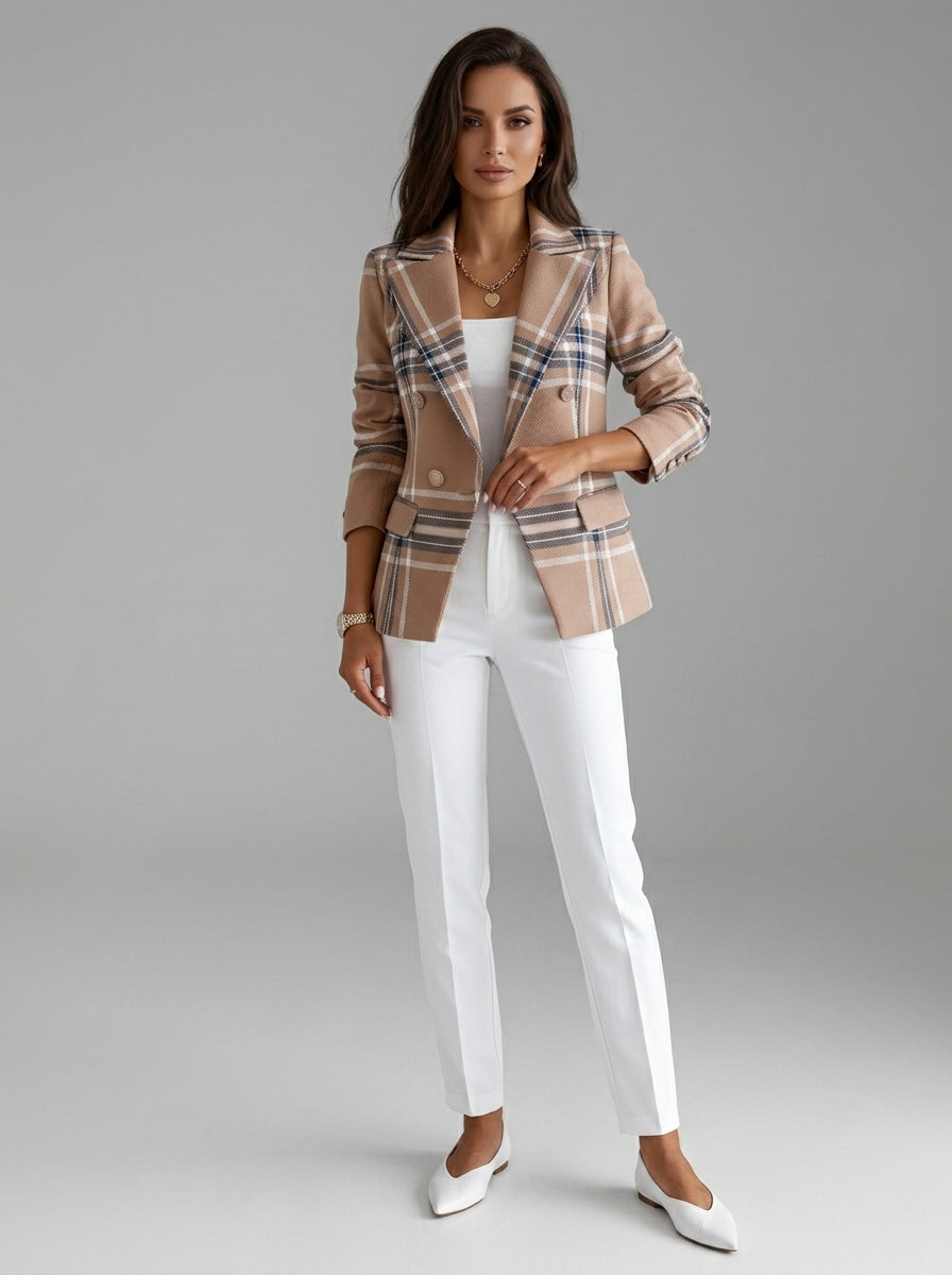 Zoravia | Women’s Textured Blazer, Classic Lapels, Structured Fit, Long Sleeve