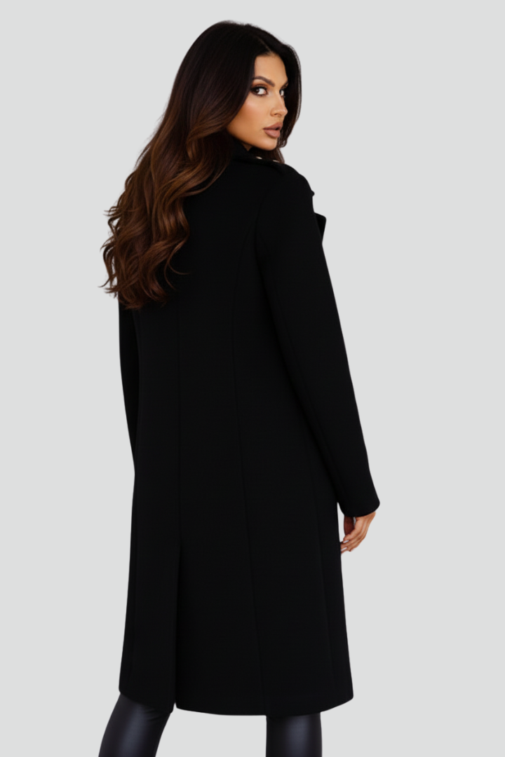 Zuleika | Women’s Long Coat – Double-Breasted Buttons, Lapel Collar